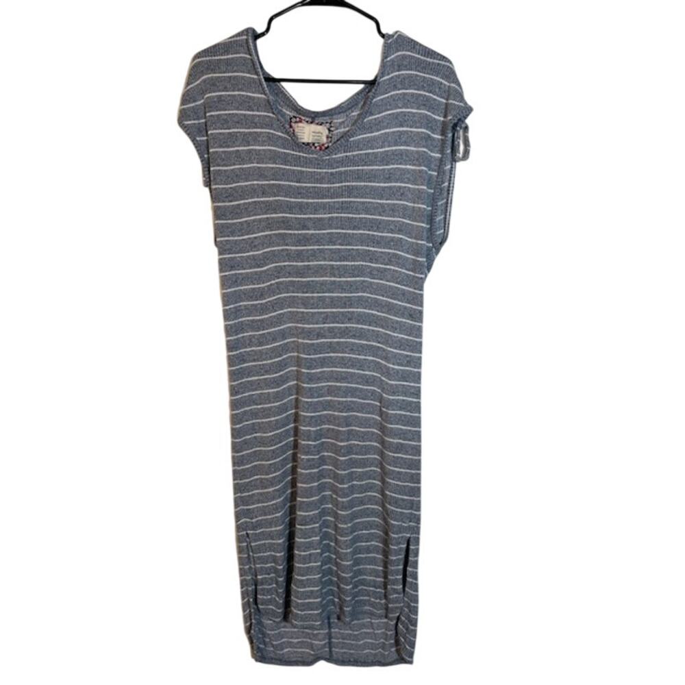 Saturday Sunday Blue White Striped High Low Hem Short Sleeve Dress Women’s Sz S